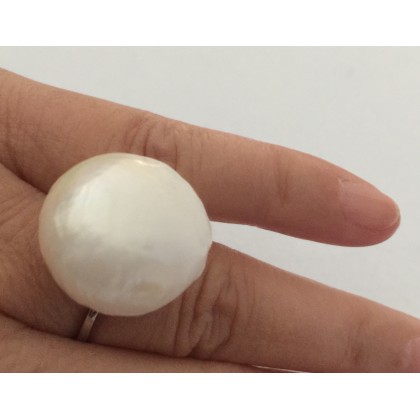Large seawater pearl adjustable ring 
